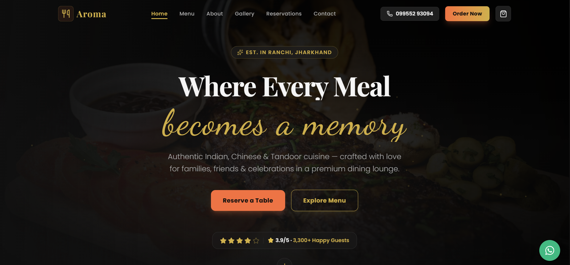 Aroma – Restaurant Website & Management System